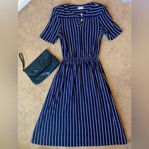 80s Pinstripe Nautical Dress by Darian
